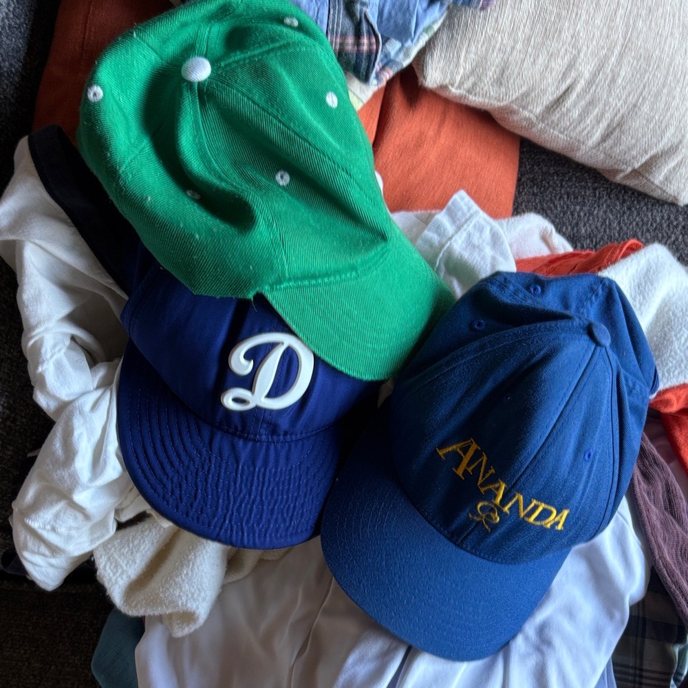 Iconic accessories  in Green and Blue.  Caps